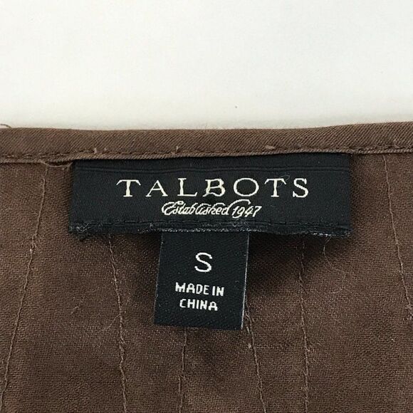 Talbots Split Neck Popover Top Women's Size Small Brown 3/4 Sleeve Textured Boho - Picture 8 of 10